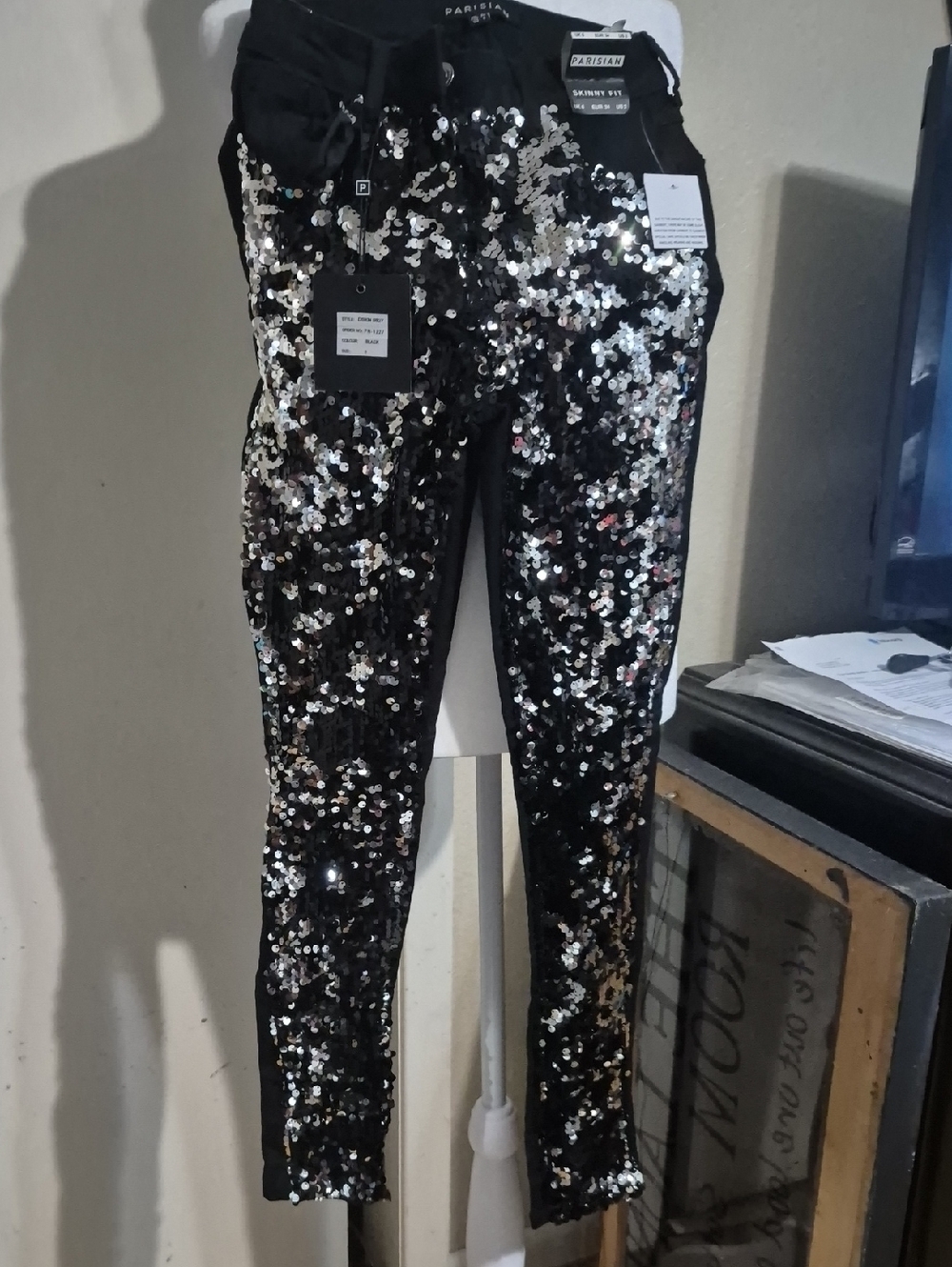 BEAUTIFUL Parisian Black Skinny Sequin Pants